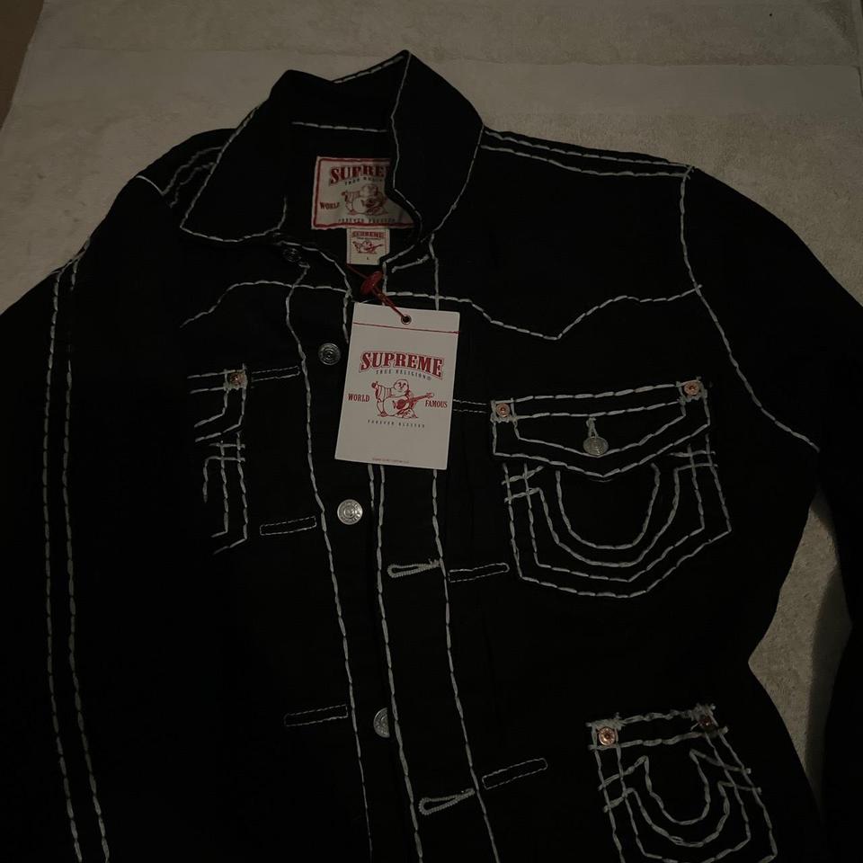 Supreme True Religion Denim Jean Jacket Size L... - Depop