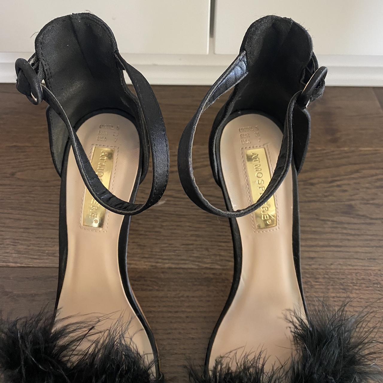 Black feather best sale heels primark