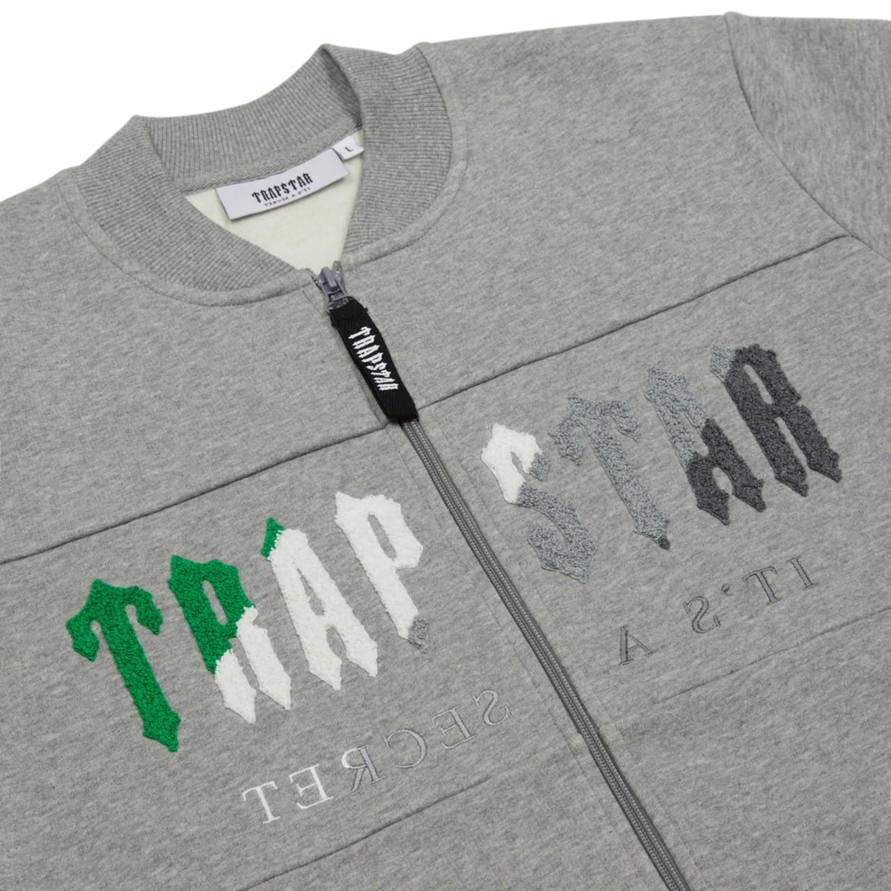 Trapstar Men's Grey and Green Sweatshirt Depop