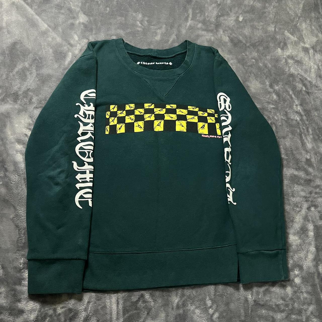 Chrome Hearts Men's Green and Yellow Sweatshirt | Depop