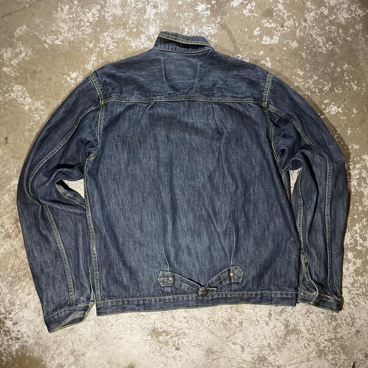 Evisu Men's Yellow and Navy Jacket | Depop