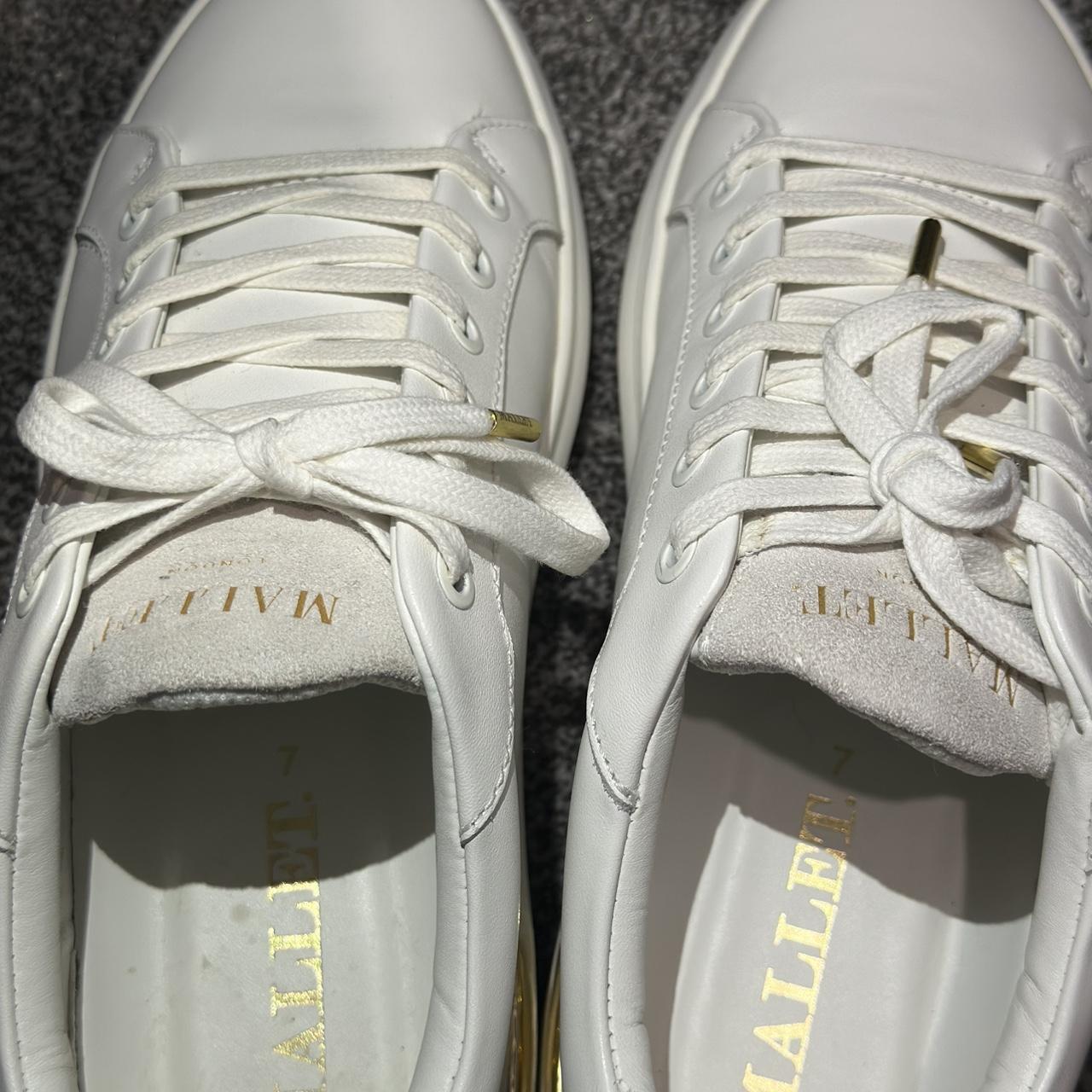 Mallet GRFTR Low trainer white and gold SIZE Depop