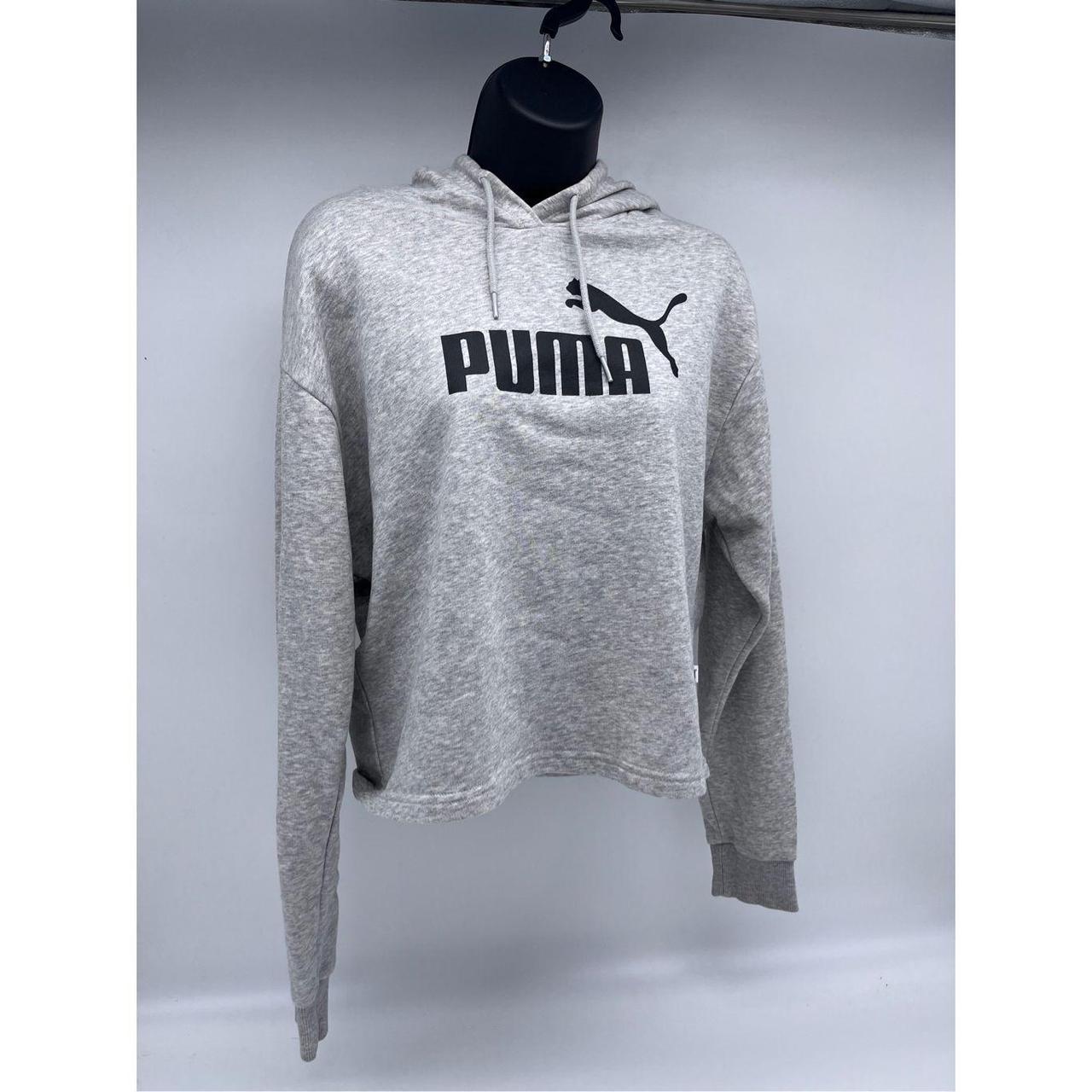 Puma Women s Gray Cotton Blend Cropped Logo Long Depop