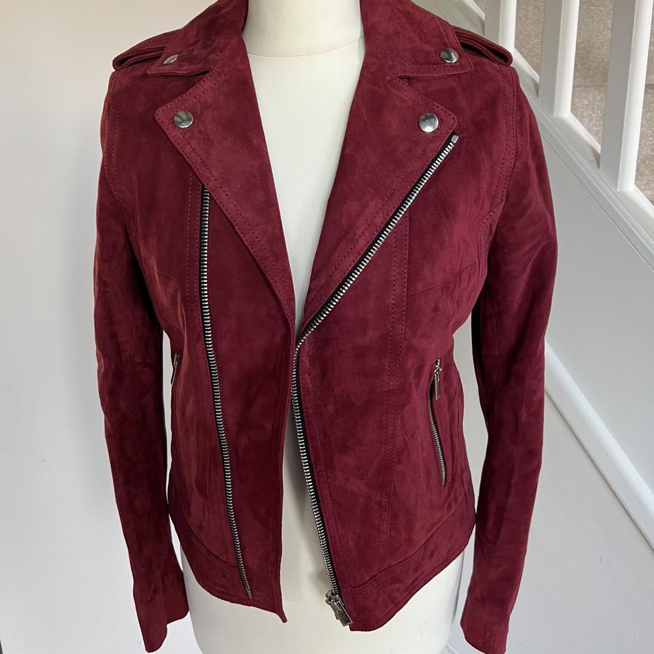 The Kooples Women's Burgundy and Red Jacket | Depop