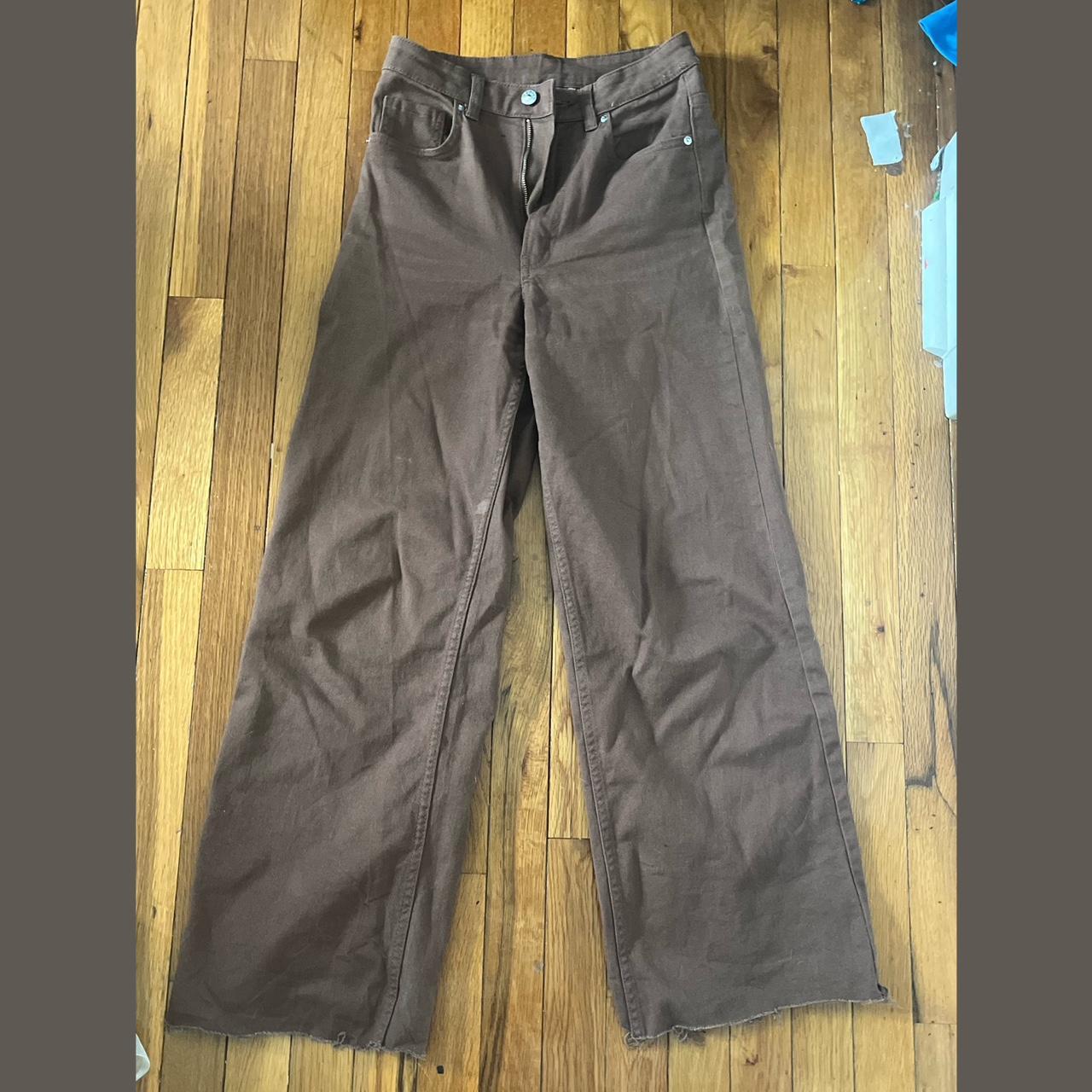 h&m high waisted brown baggy jeans size 2 the tags... - Depop