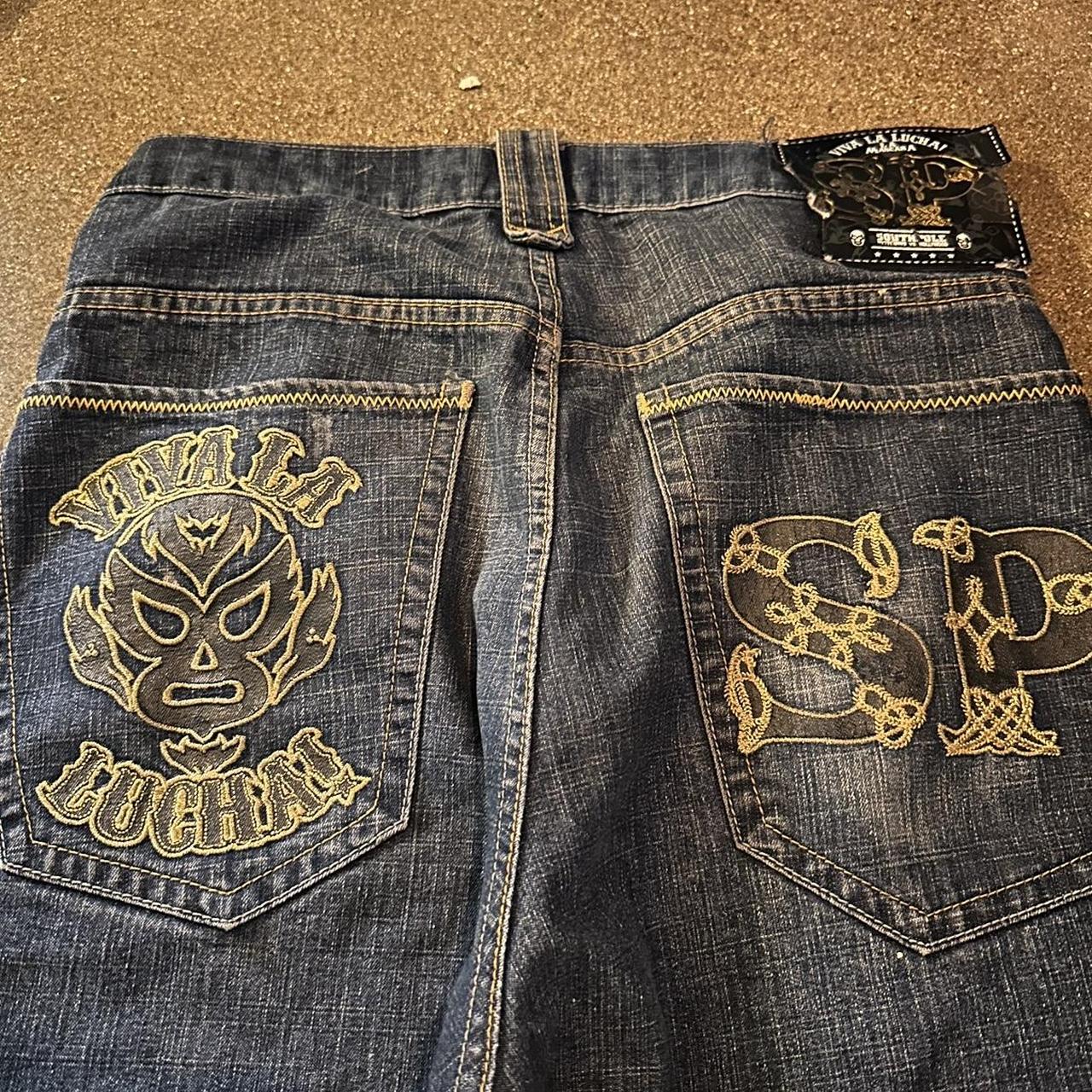 Grail Rare Vintage Luchador Design Southpole Baggy... - Depop