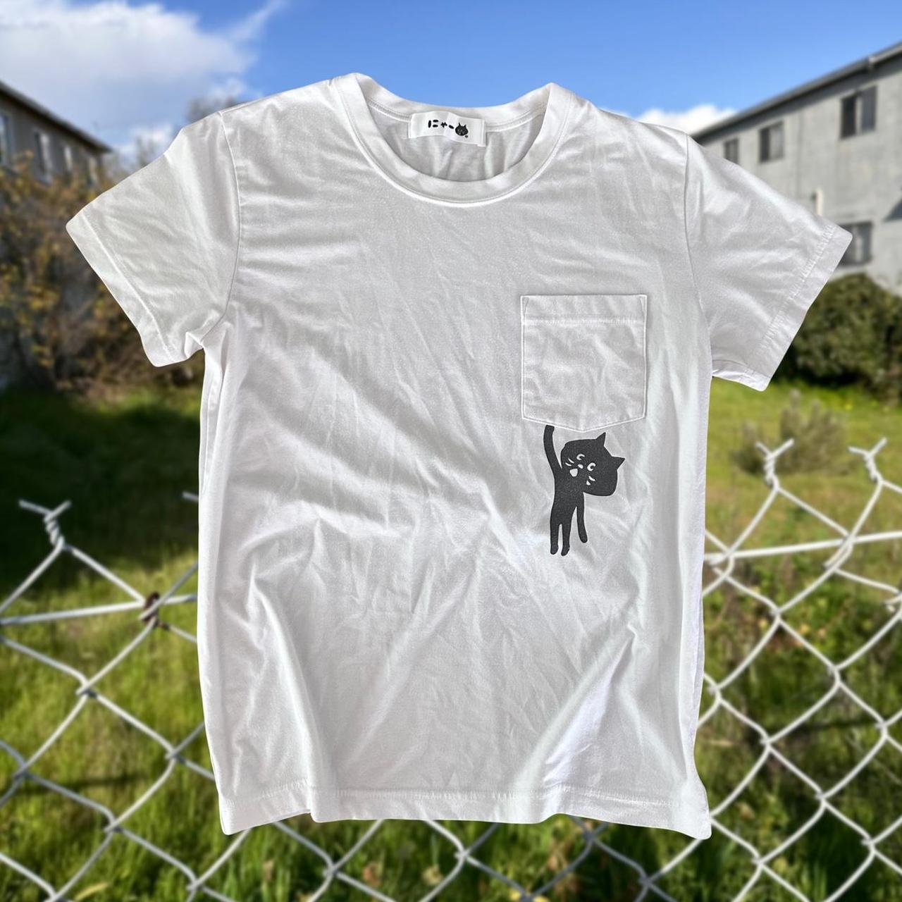 Issey Miyake Ne-Net Cat Design Graphic Pocket Tee... - Depop