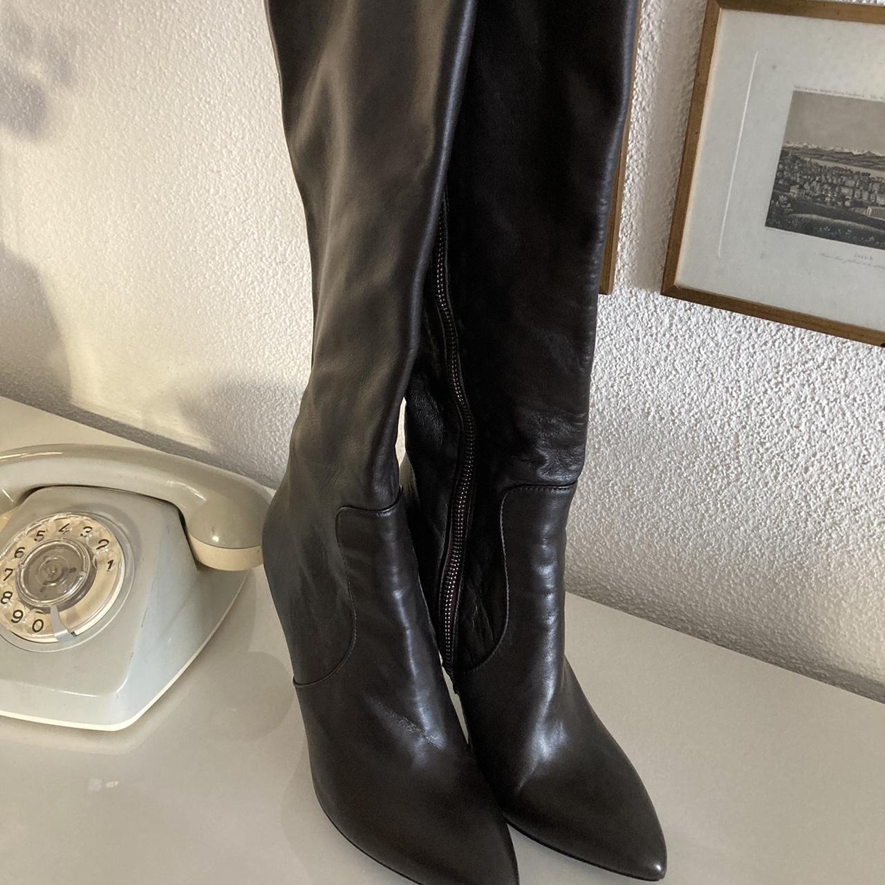 Navy Boot dunkel Braun Damen EUR 38 1/2 Absatz 8... - Depop