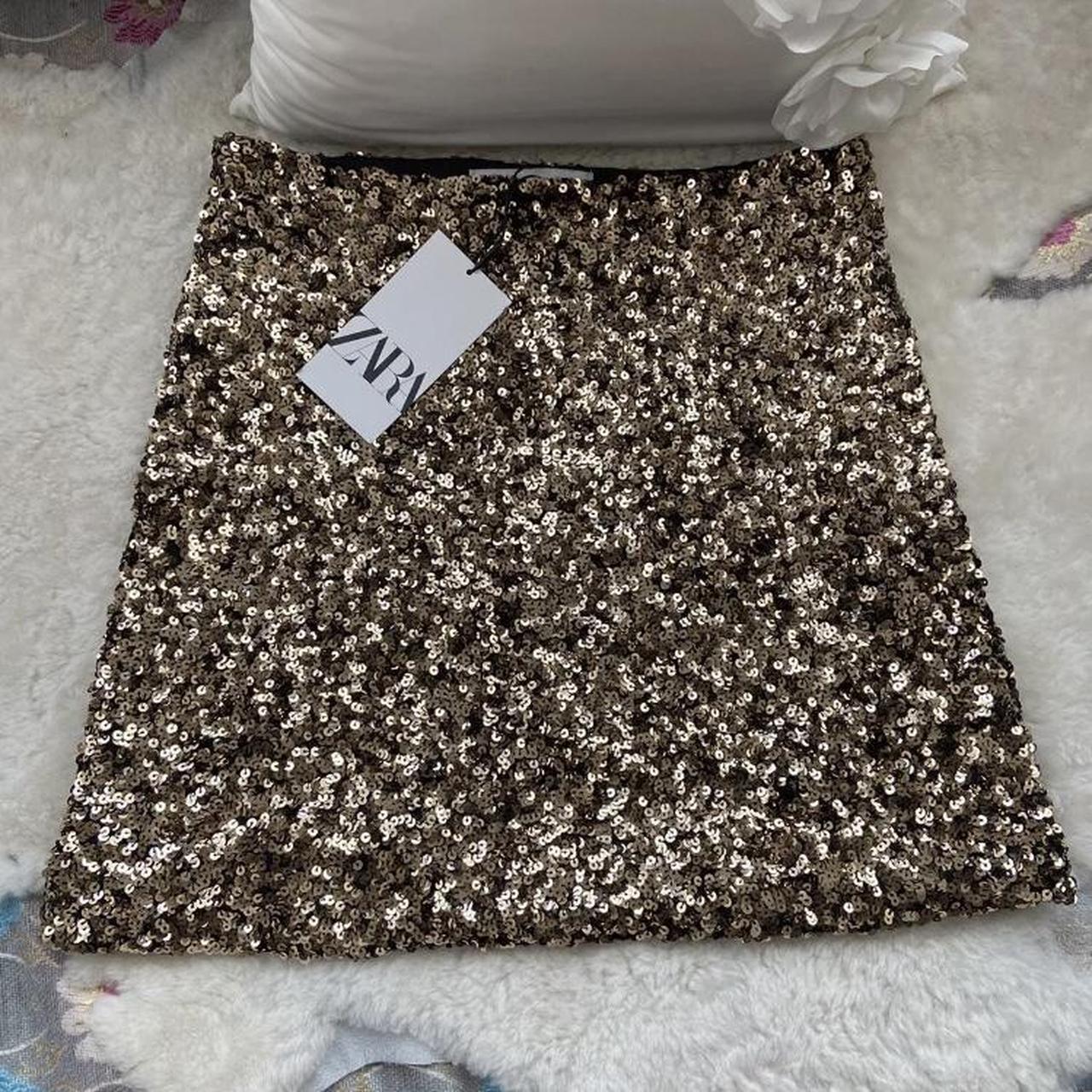 Gold sequin skirt outlet zara