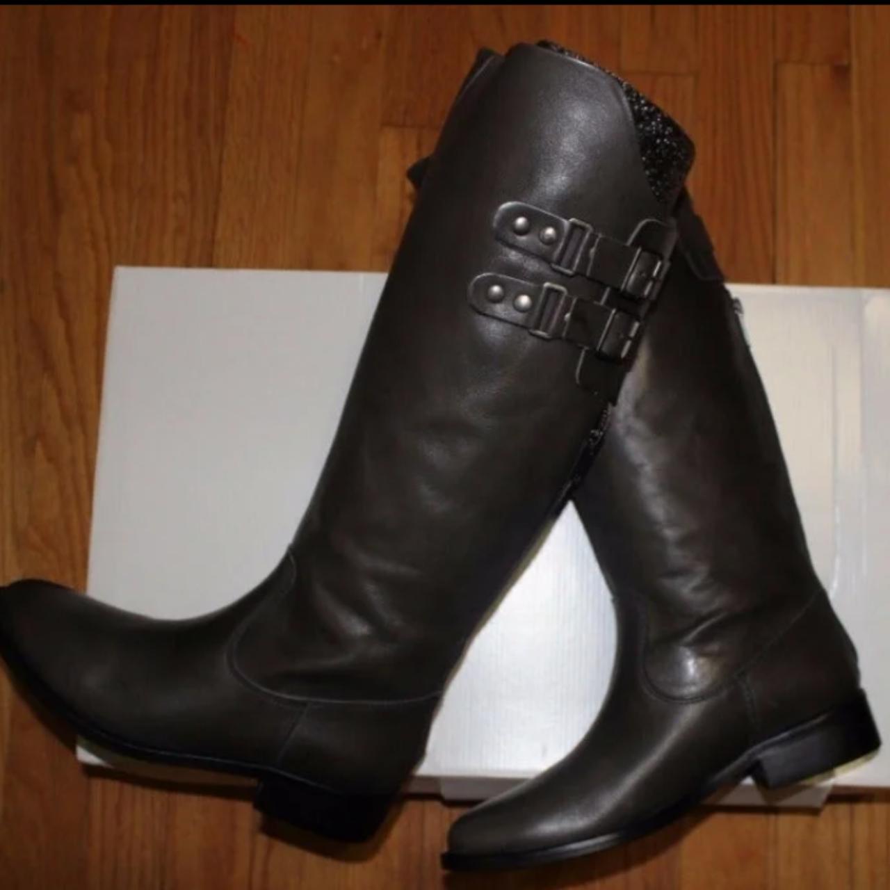 ANDRE ASSOUS ROMA GREY LEATHER TALL BOOTS SZ US 7 Depop