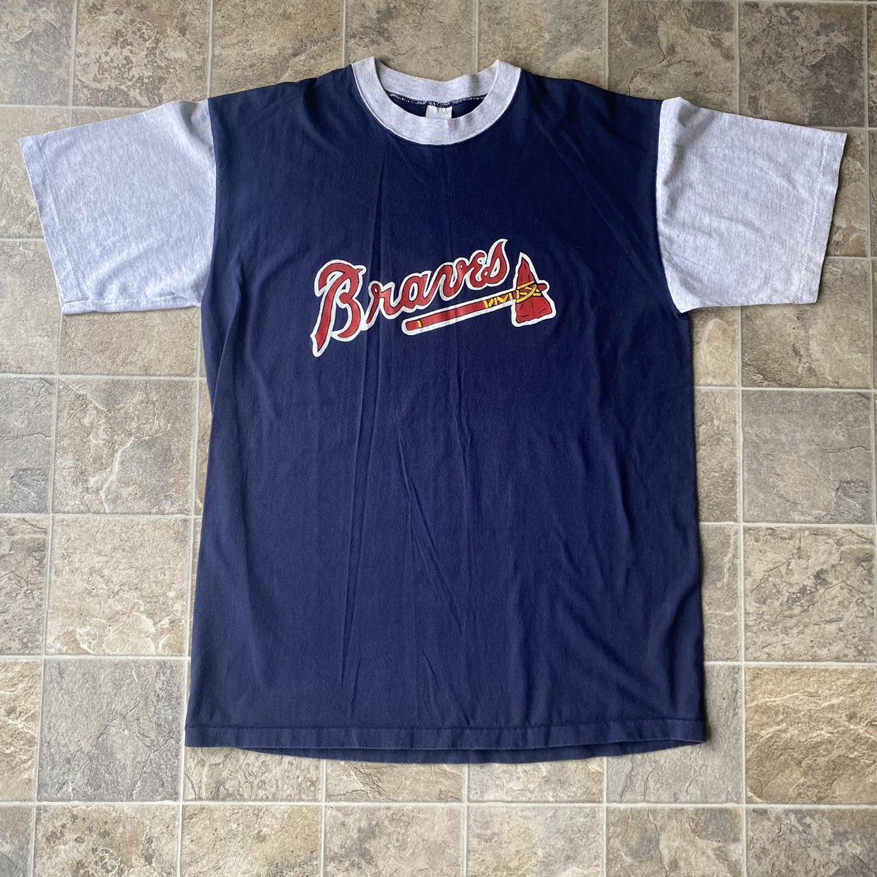 Vintage Atlanta Braves Baseball T 16 width (pit to - Depop