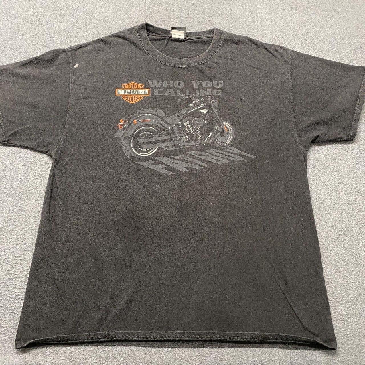 Harley Davidson Shirt Men’s XL Black Fatboy Logo... - Depop