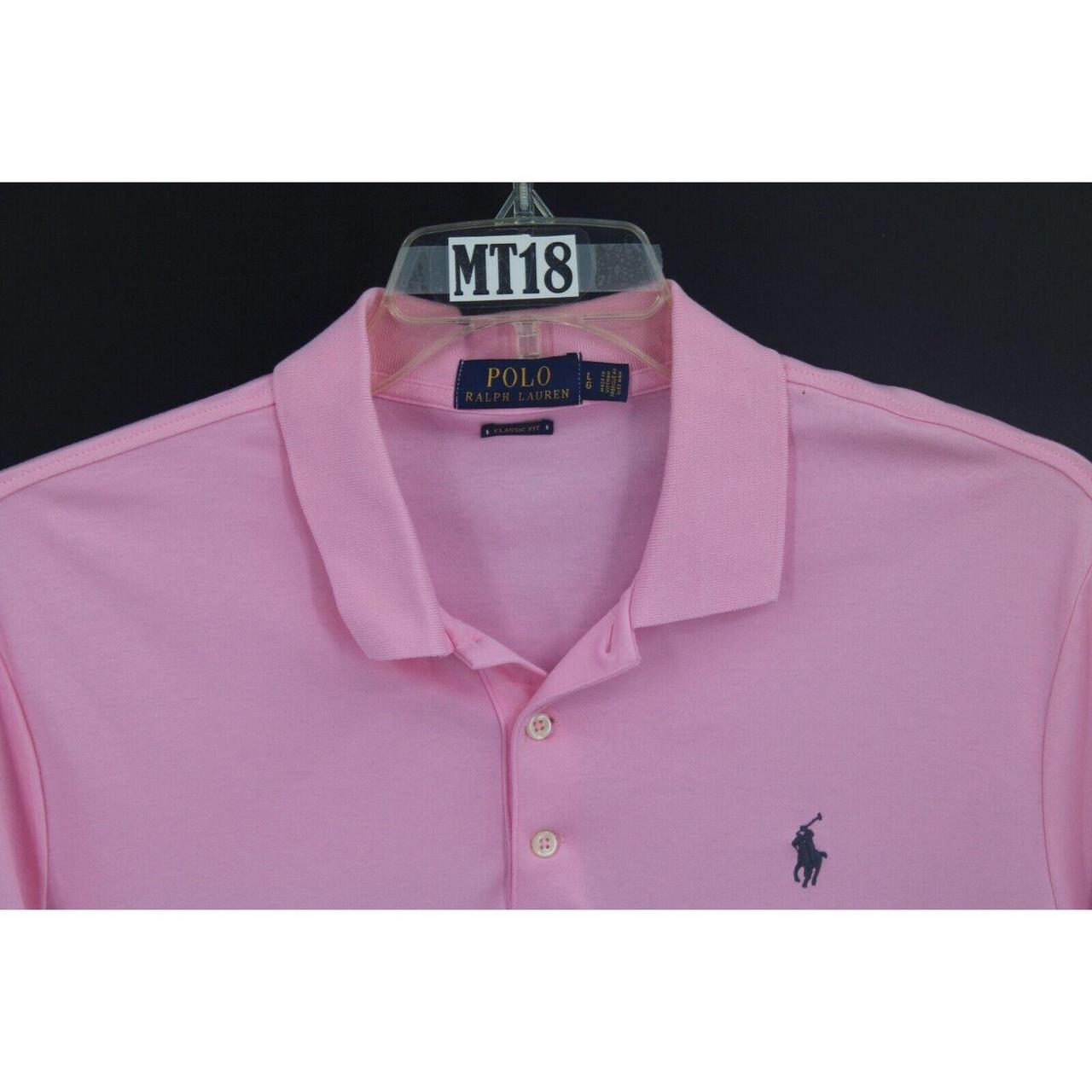 Polo Ralph Lauren Pink Polo Shirt Classic Fit Navy Depop