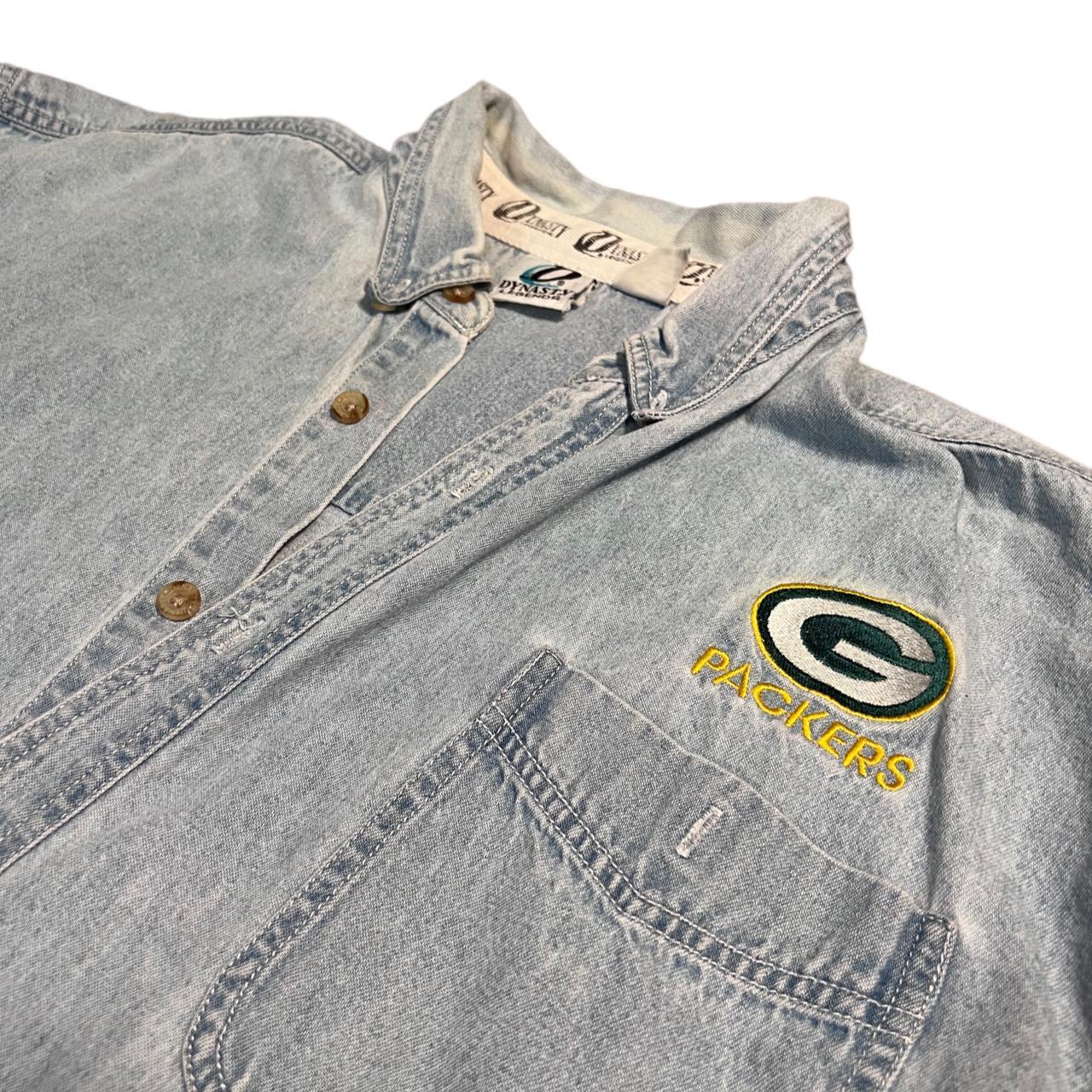 vintage Green Bay Packers denim shirt size XL (true - Depop