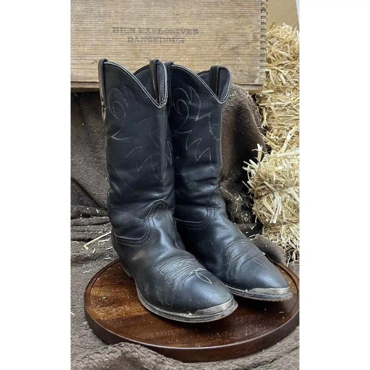 Durango cowboy boots Women size 8 Real black leather Depop