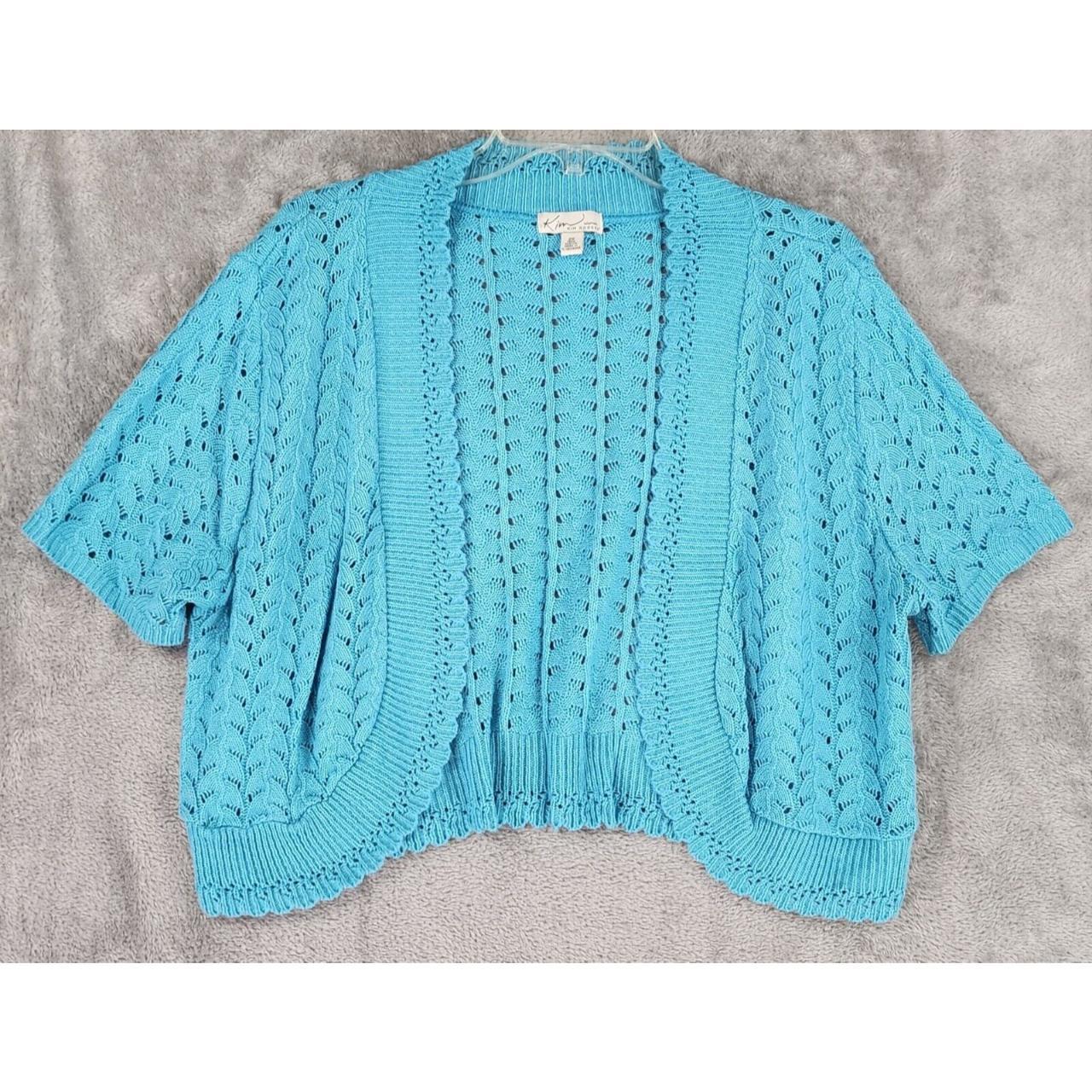 Kim Rogers Sweater Womens 2X Blue Open Knit. Depop