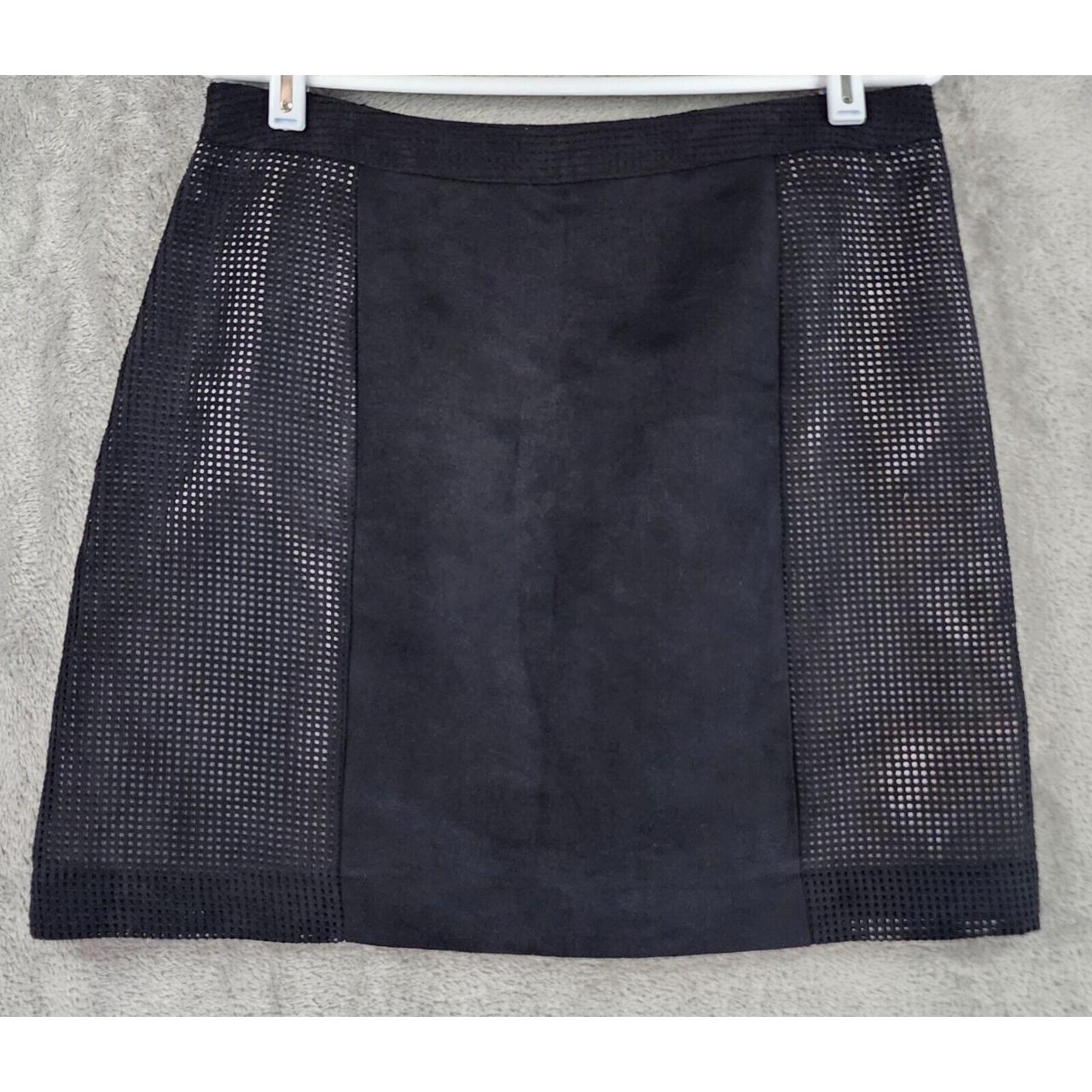 Worthington Skirt Womens 10 Black Faux Suede Mesh. Depop