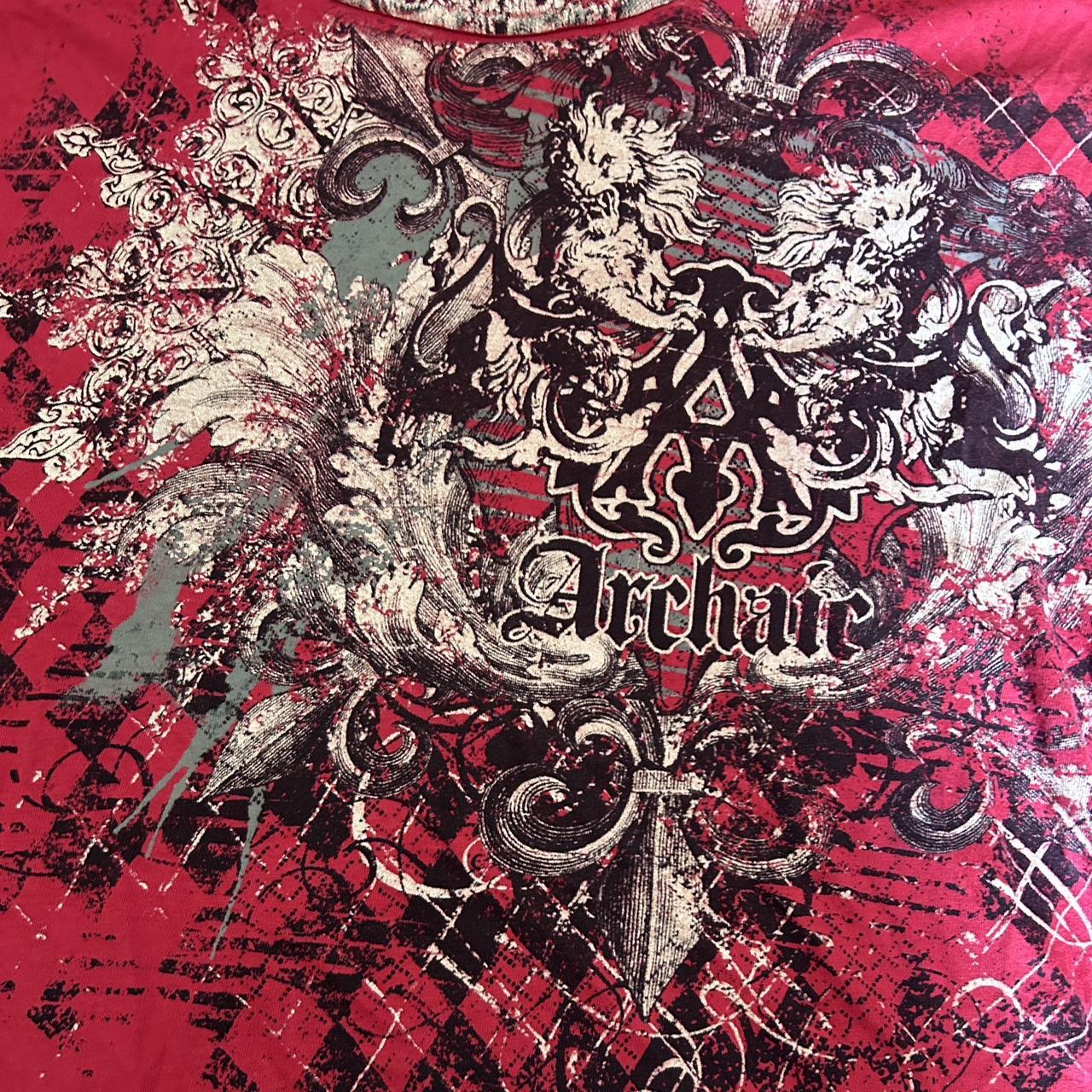 Affliction Men's Red and Black T-shirt (2)
