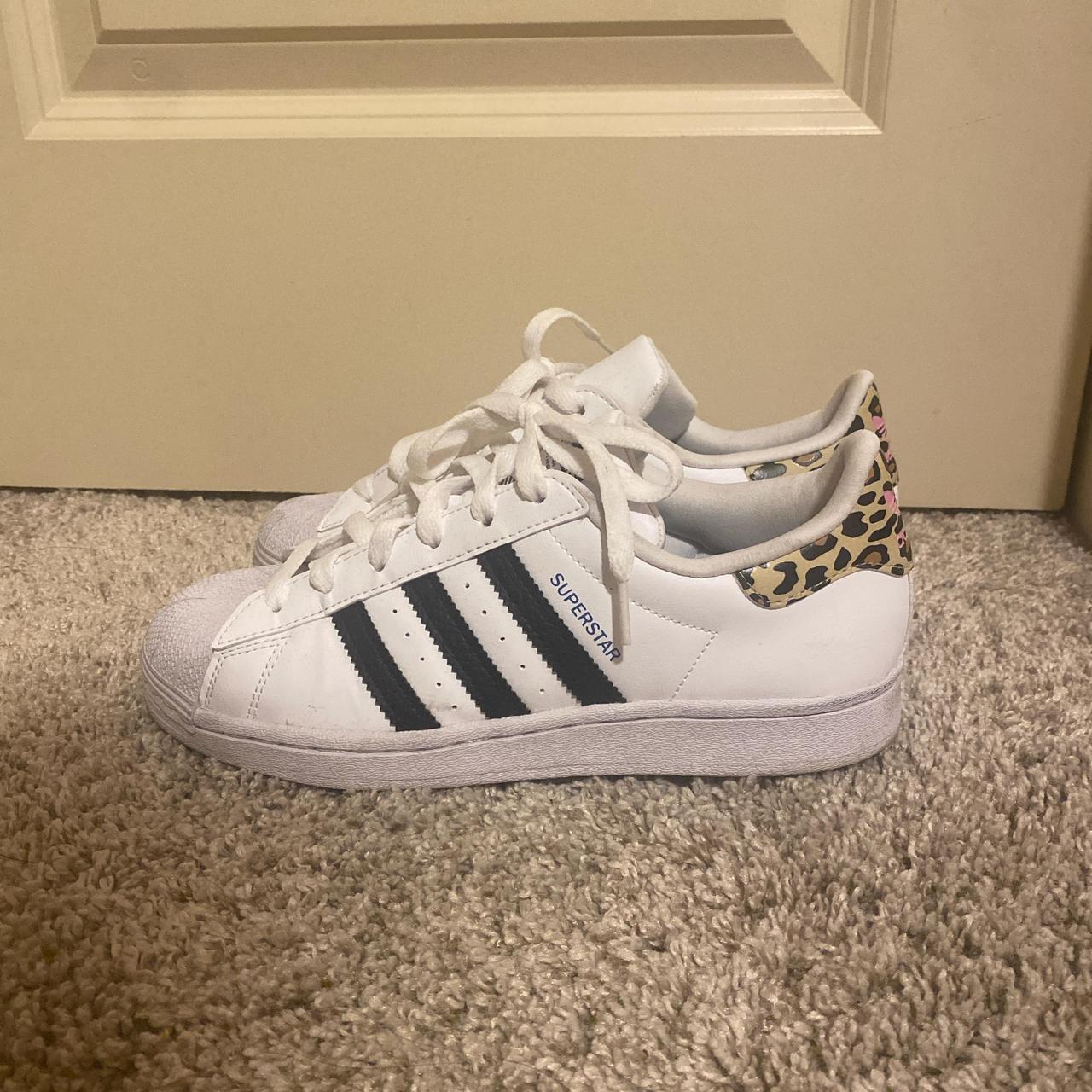 Adidas Super Star Cheetah Print Sneakers kids size. Depop