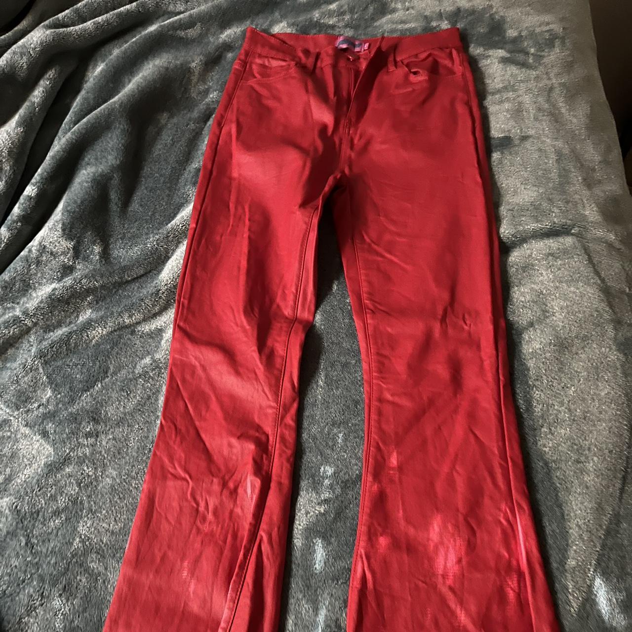 Red EDIKTED Luna Faux Leather Pants. Will iron... - Depop