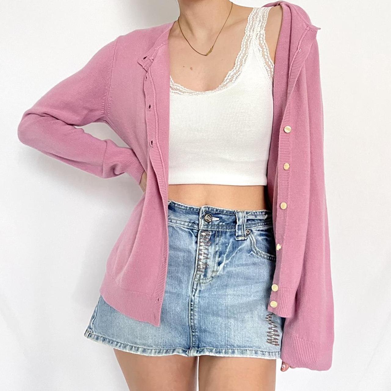 Pink Button Down Sweater Cardigan Super soft and... Depop