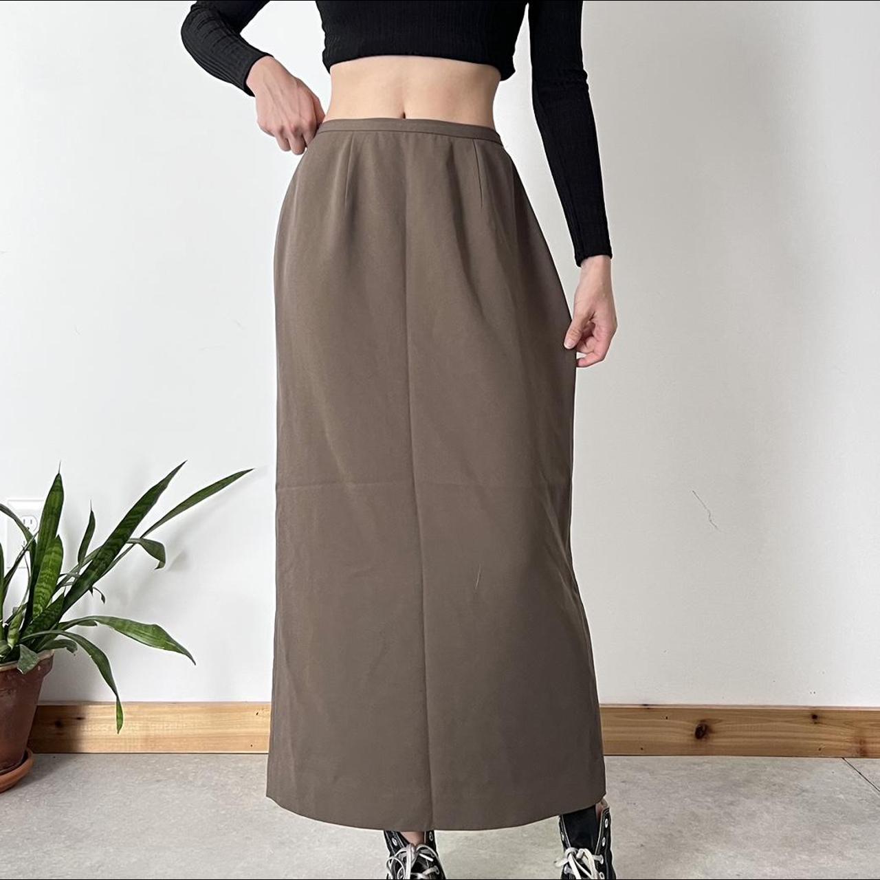 Vintage Midi Skirt 90s vintage with a high waisted... - Depop