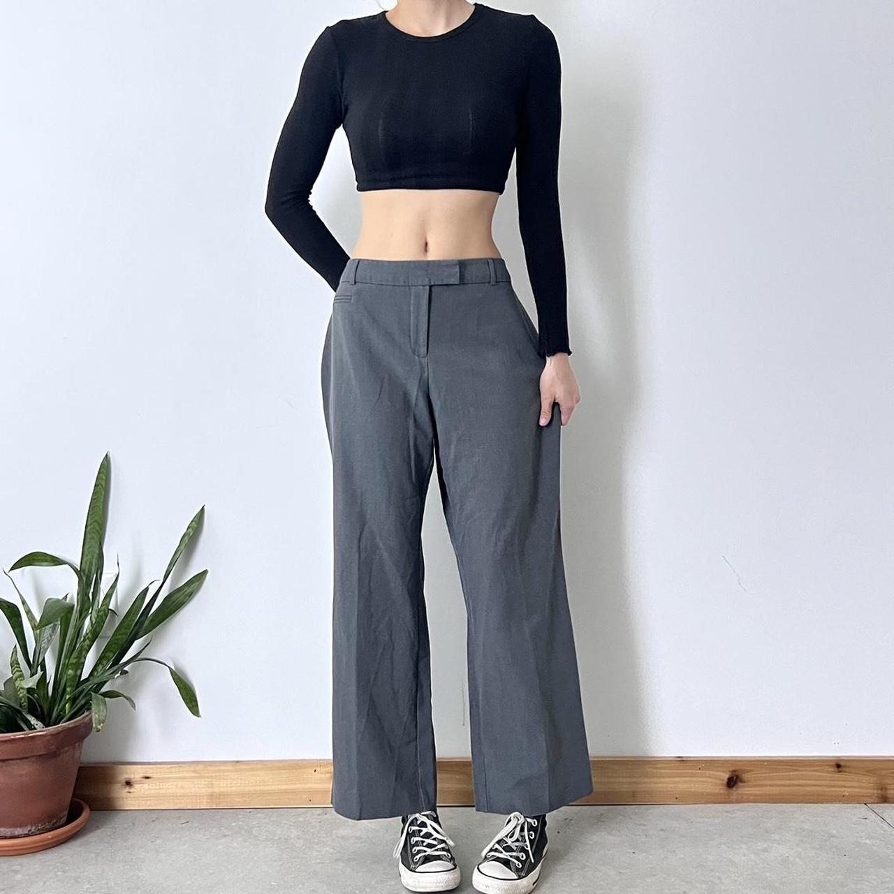 90s/2000s grey trousers High waisted wide leg fit.... - Depop