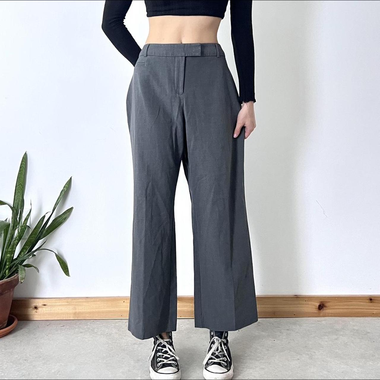 90s/2000s grey trousers High waisted wide leg fit.... - Depop