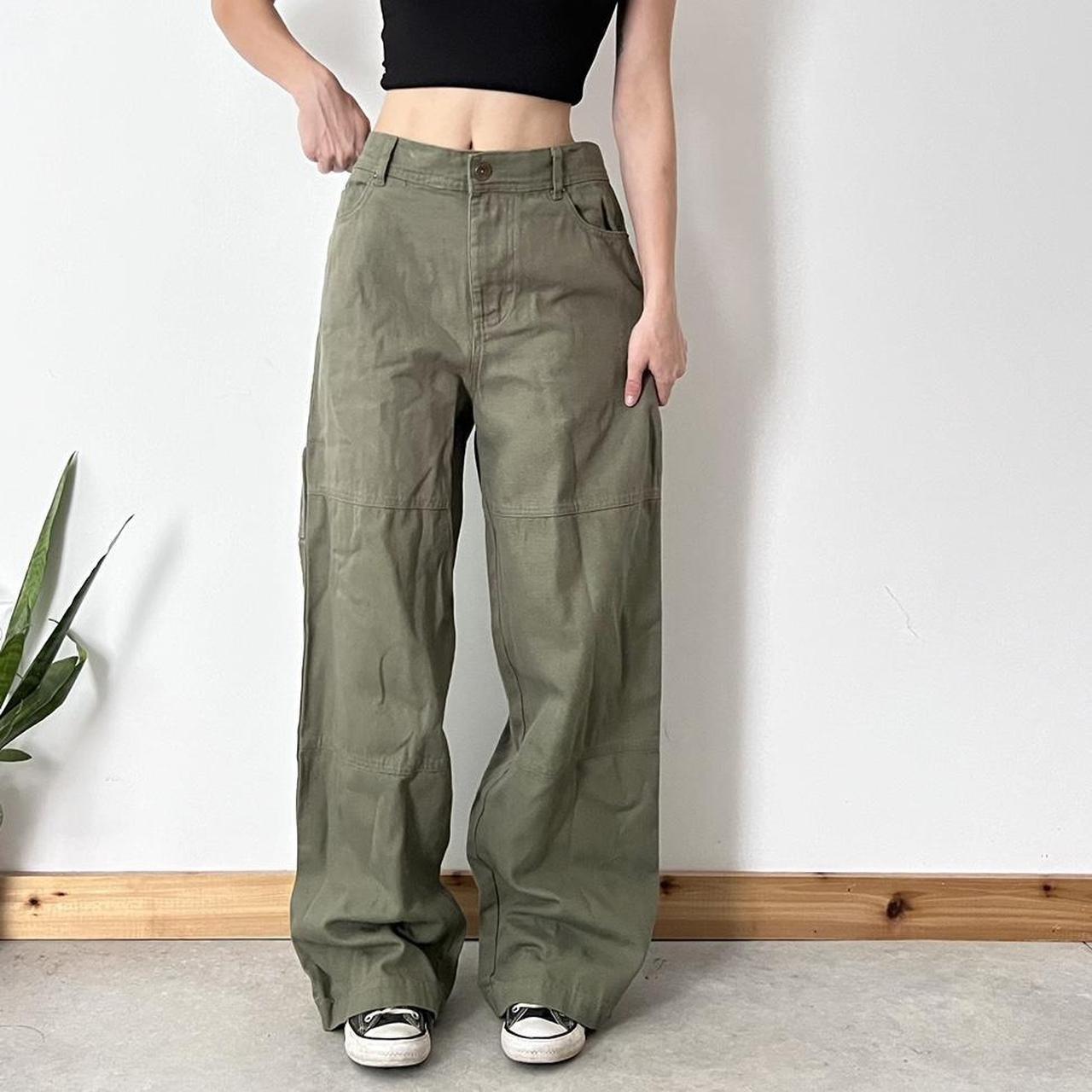 Olive Green Carpenter Jeans Baggy wide leg fit.... - Depop