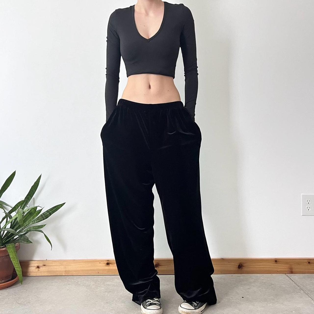 90's Black Velvet Crop Top 