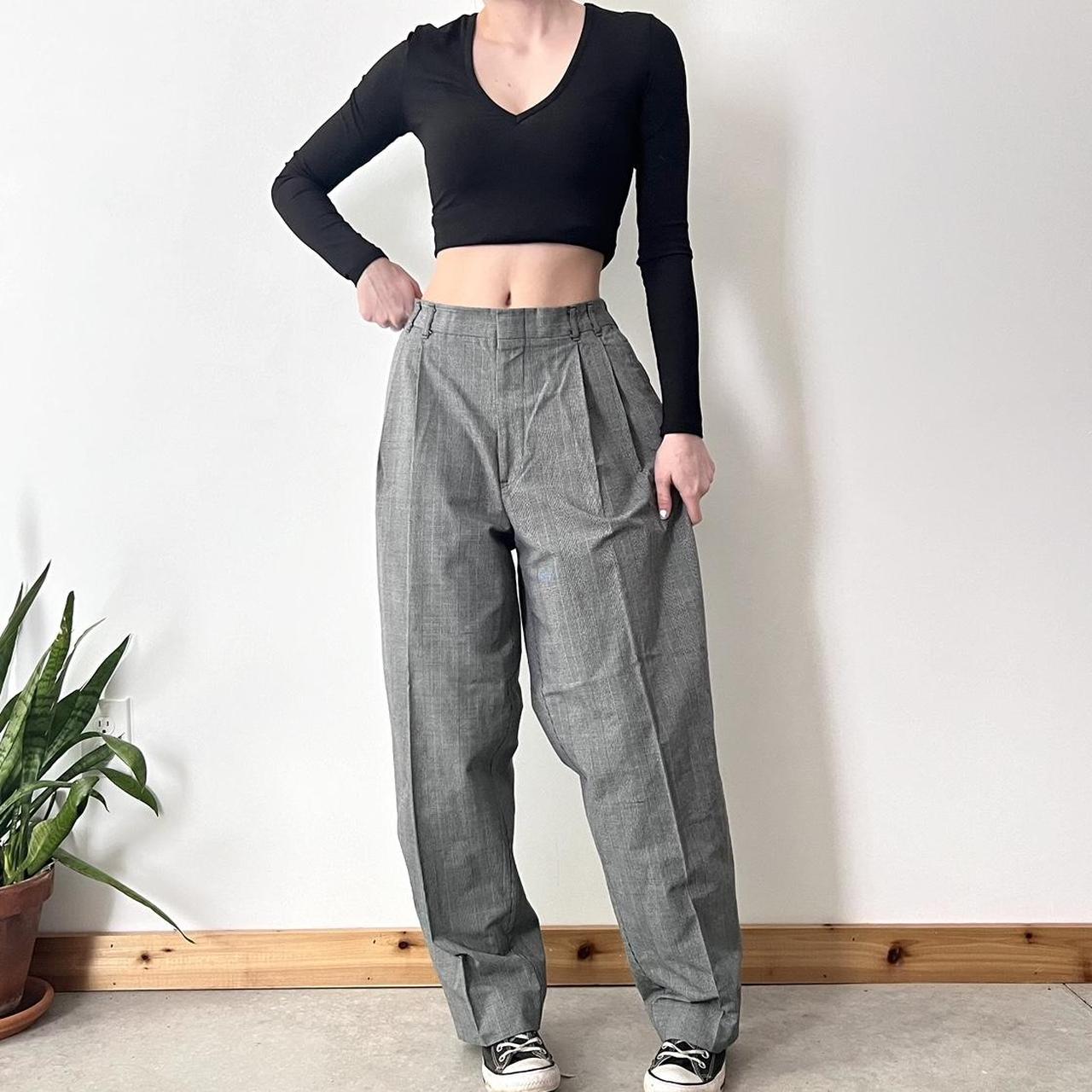 Grey Plaid Pants 90s vintage. Relaxed fit with... - Depop