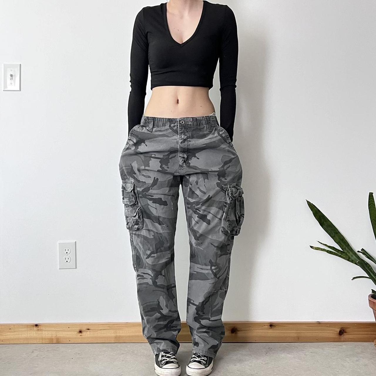 Grey Camo Cargo Pants Can be worn high or low... - Depop