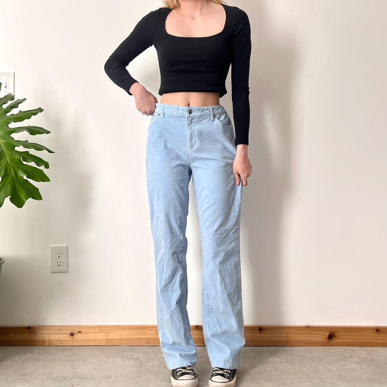 Light Blue Corduroy Pants High rise flare fit.... - Depop
