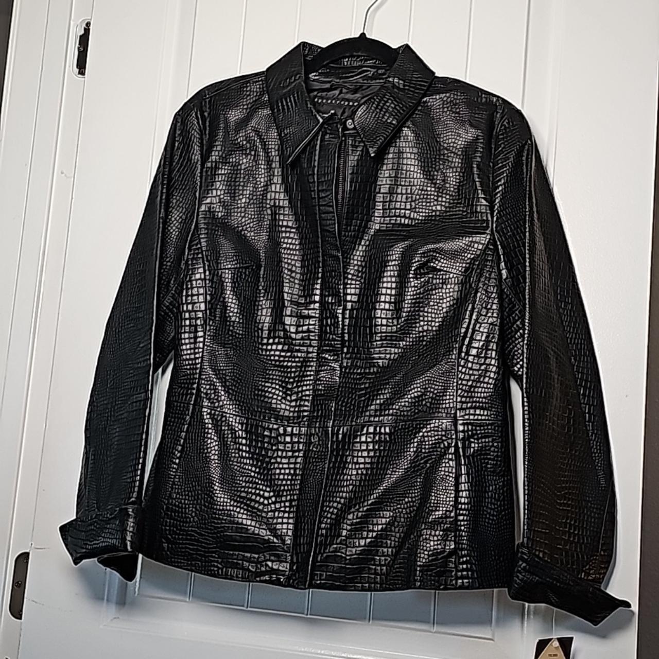 NWT apostrophe sz 14 black leather jacket Depop