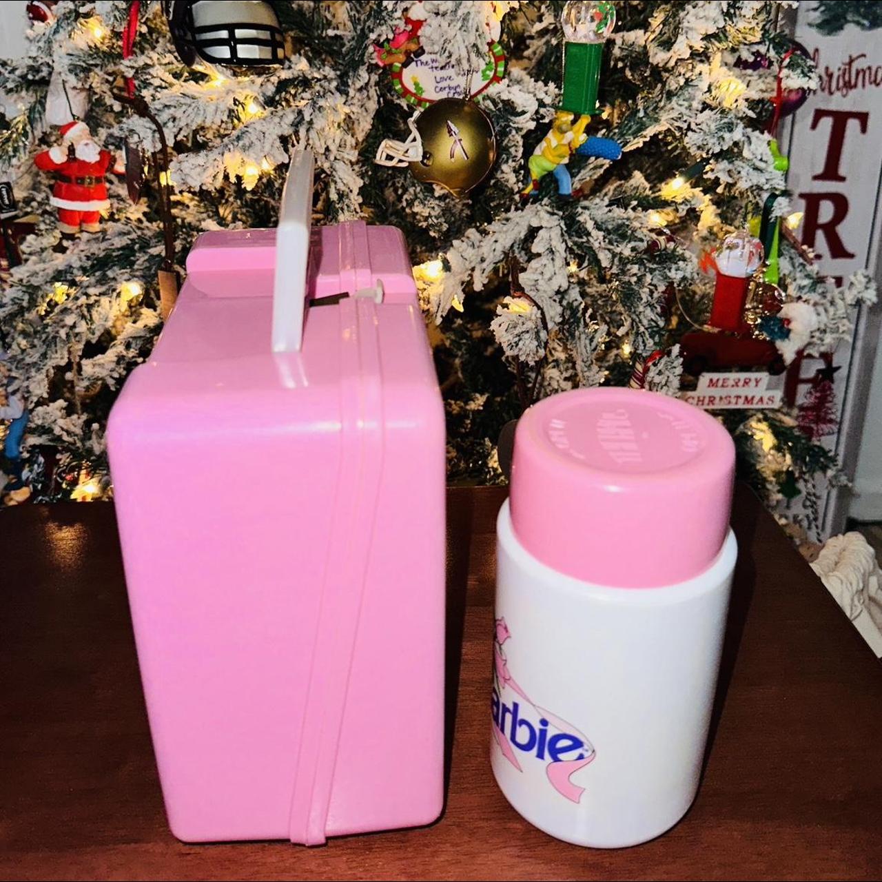 Vintage Barbie Thermos 1990 Pink Roses Mattel