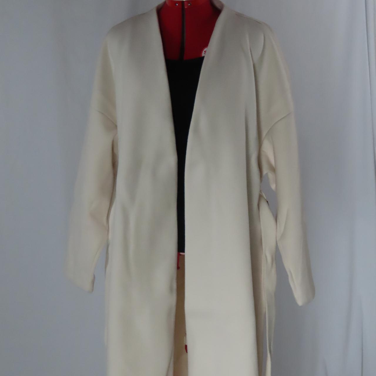 Cream wrap front double knit robe coat and belt -... - Depop