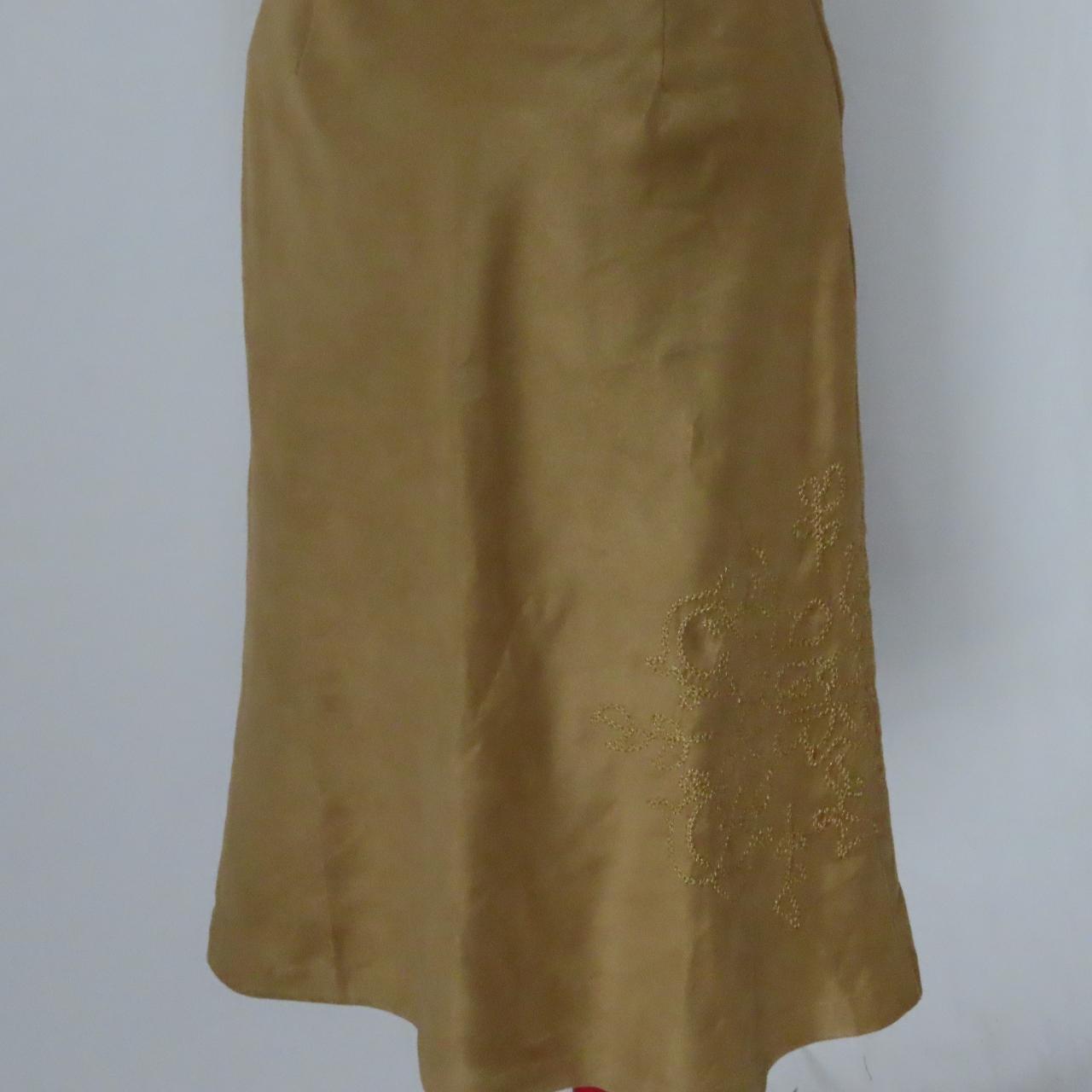 Faux Suede A-line skirt with lining with embroidered... - Depop
