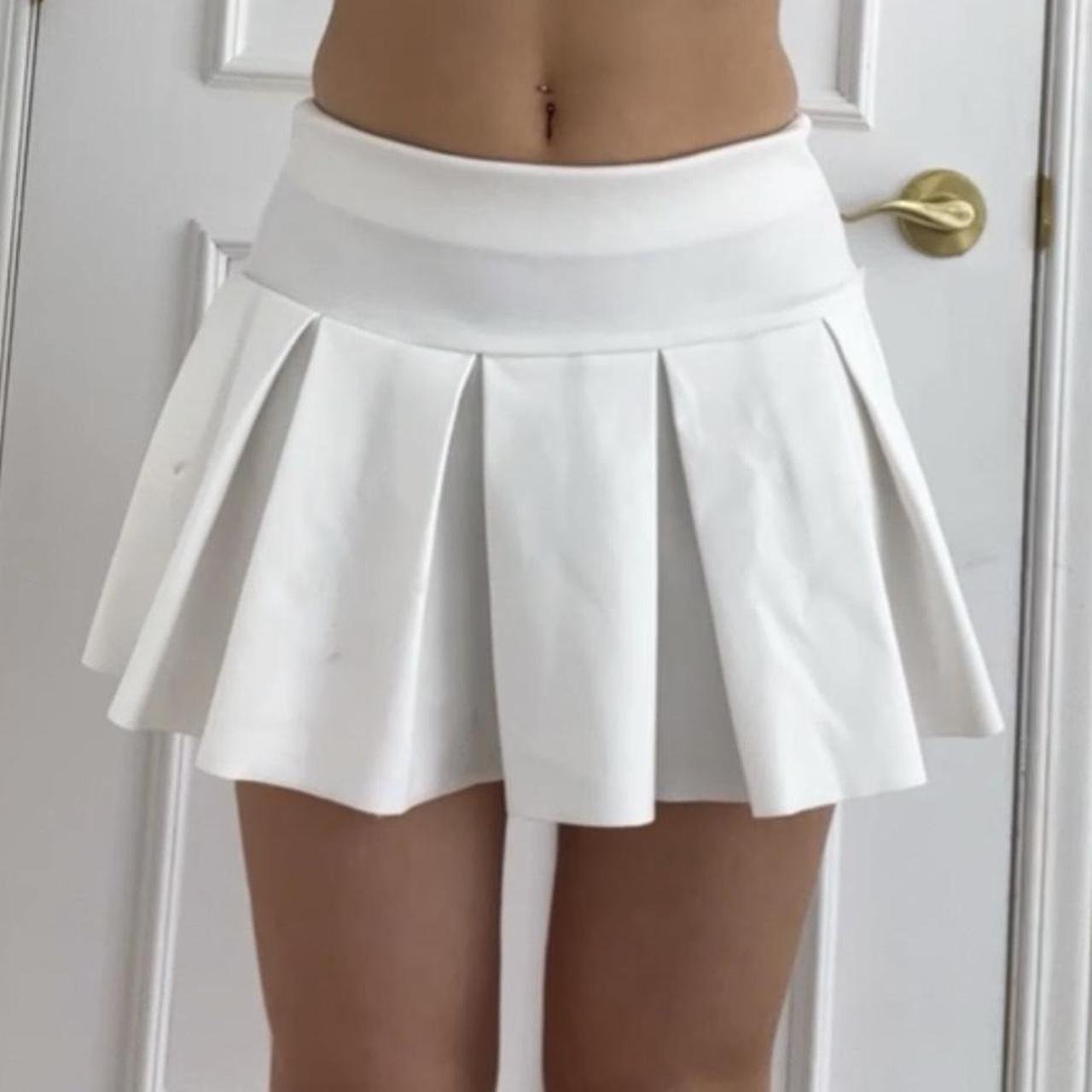 lioness white pleated mini tennis skirt size xs,... - Depop