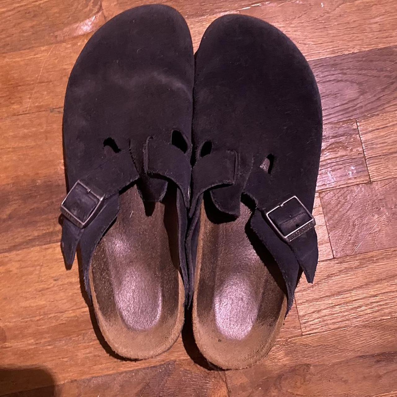 Dark blue Birkenstocks slides!! Boston suede... Depop