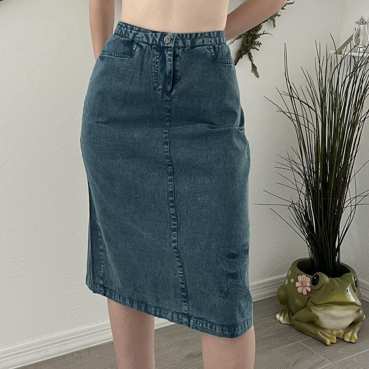 Retro Midi Skirt Behold A Stunning Vintage Denim Depop 4494