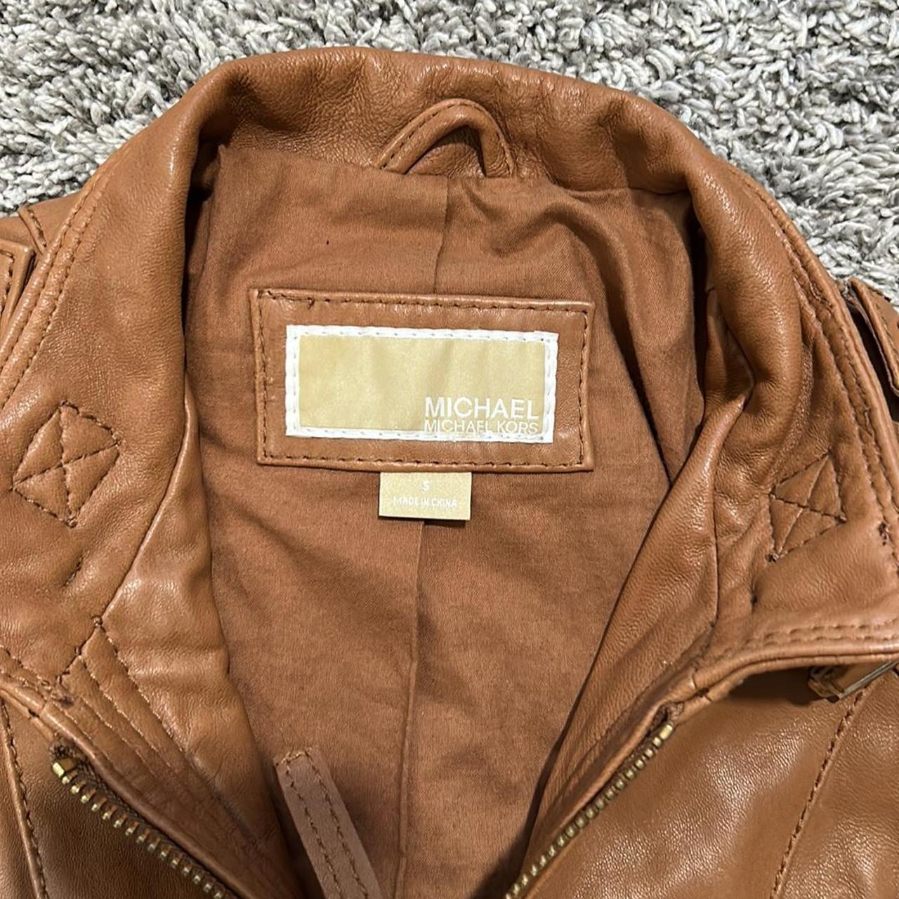 Michael kors cognac hot sale leather jacket