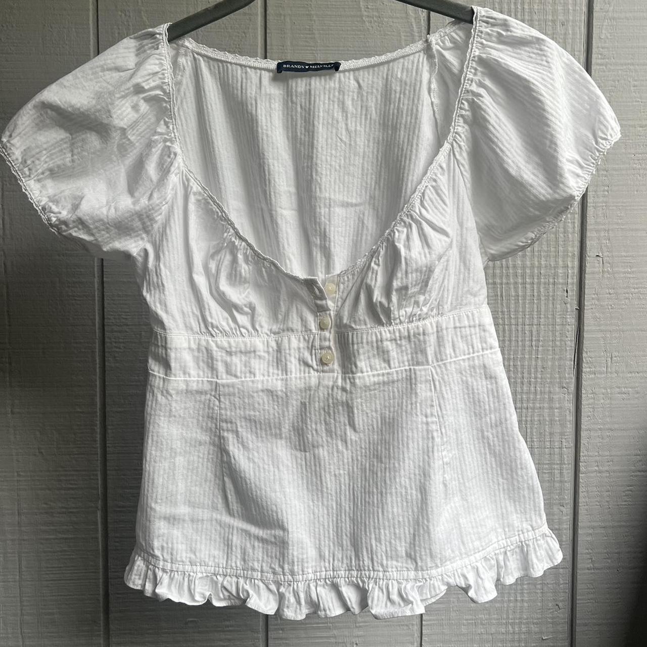 brandy melville blair cotton ruffle top perfect for... Depop