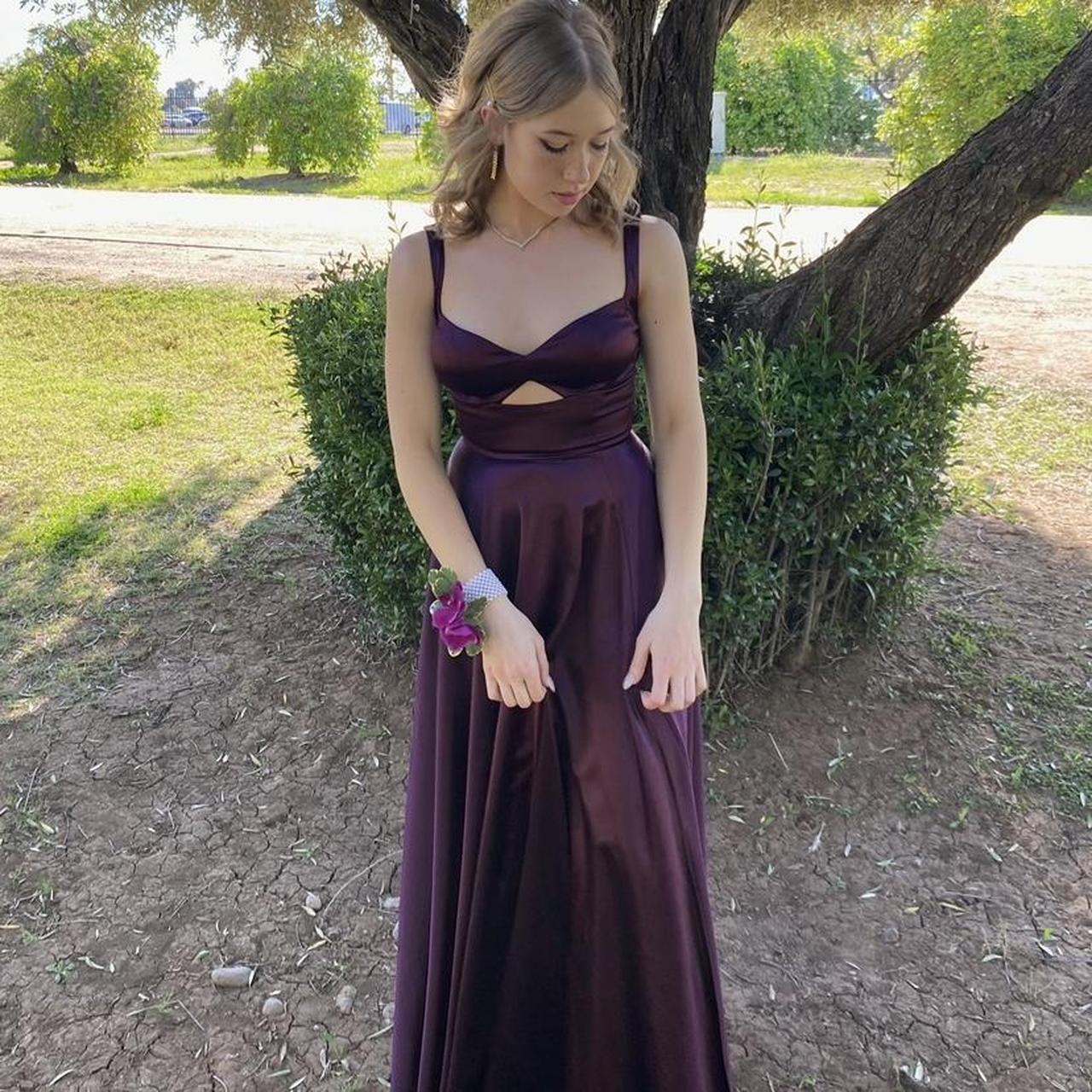 Satin Purple Corsetback Maxi Prom Dress Tailored to... Depop