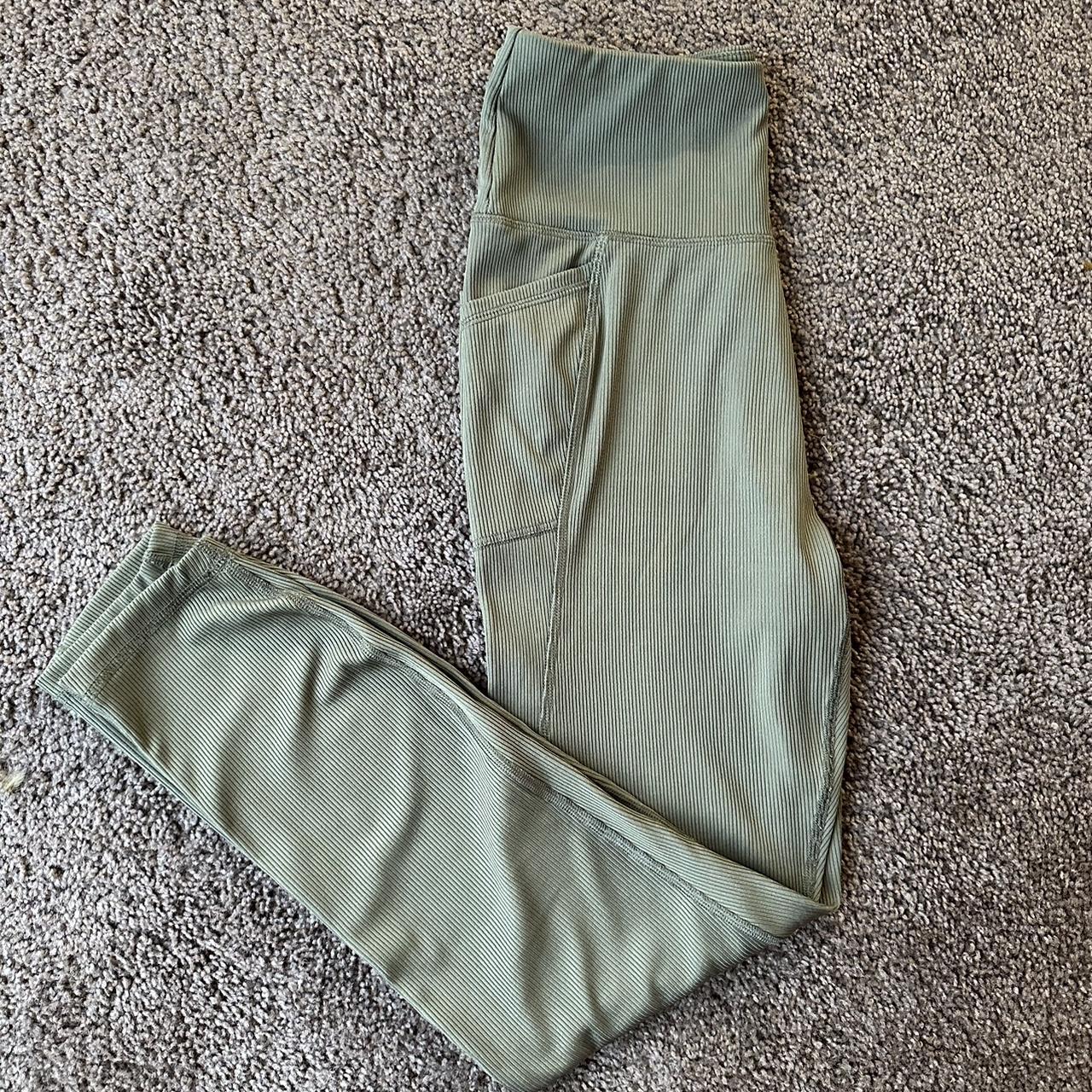 X by Gottex army green ribbed leggings with pockets... Depop