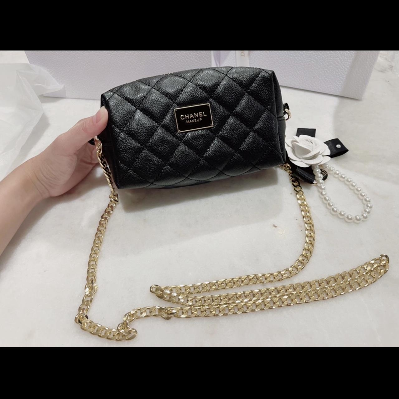 Chanel cosmetic bag to crossbody. adding chains... Depop