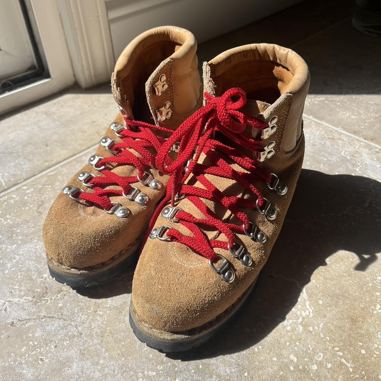Vintage Vibram Sole Red Lace Hiking Boot Size 8... Depop