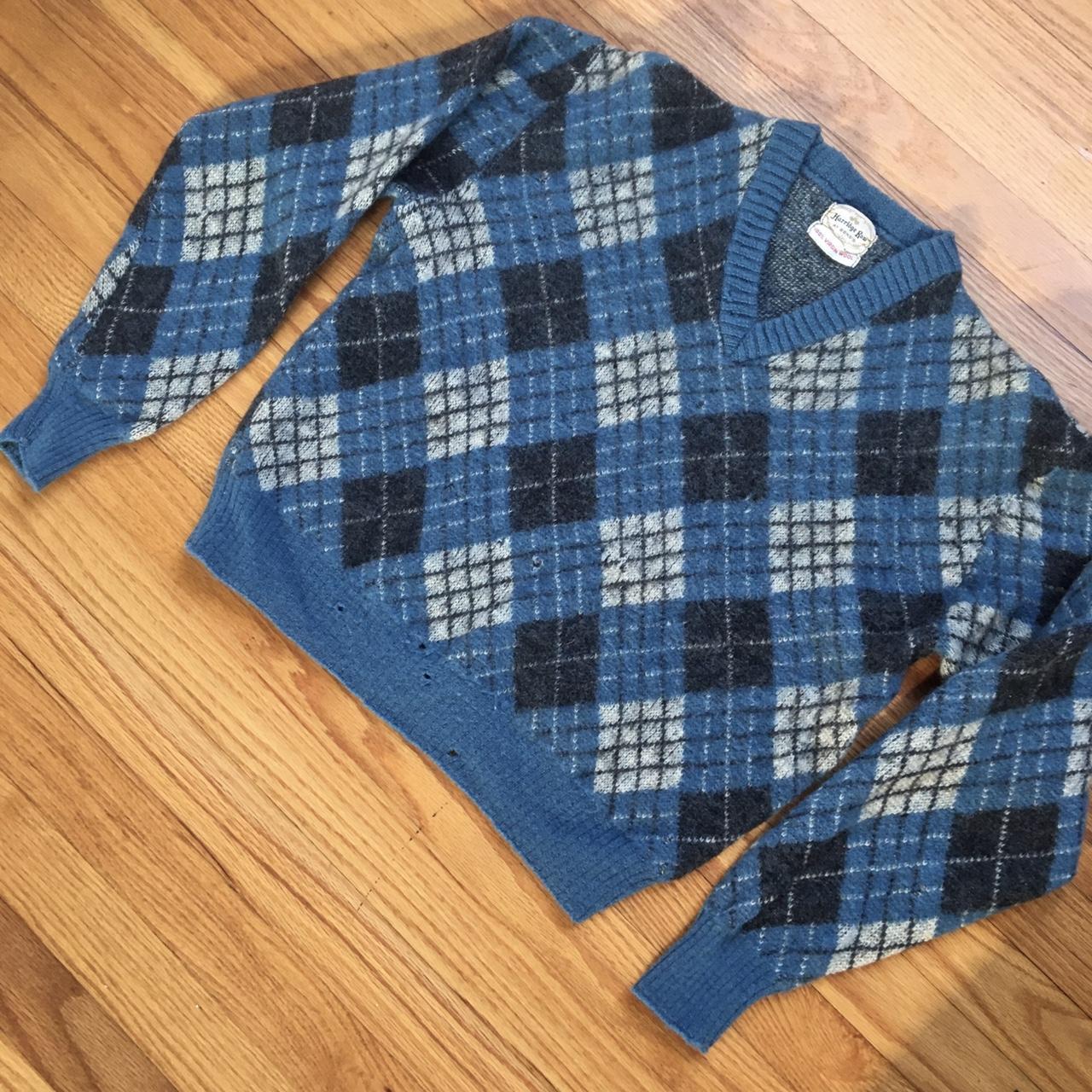 VTG 60s plaid preppy blue wool sweater *Check out... - Depop
