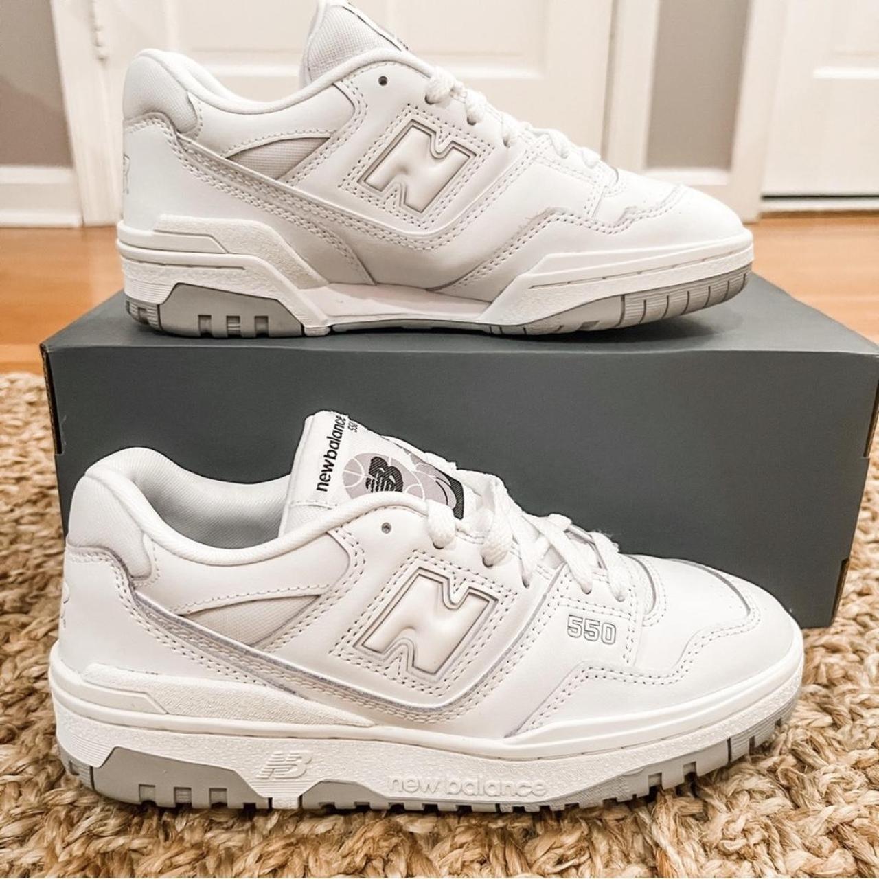 New Balance Women's White and Grey Trainers | Depop