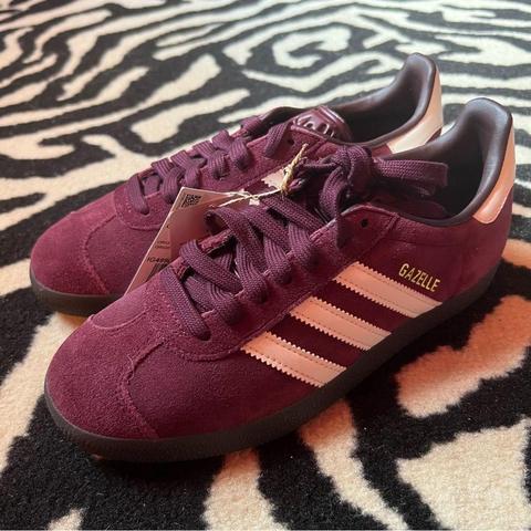 Adidas gazelle leather clearance trainers oxblood red/white/gum