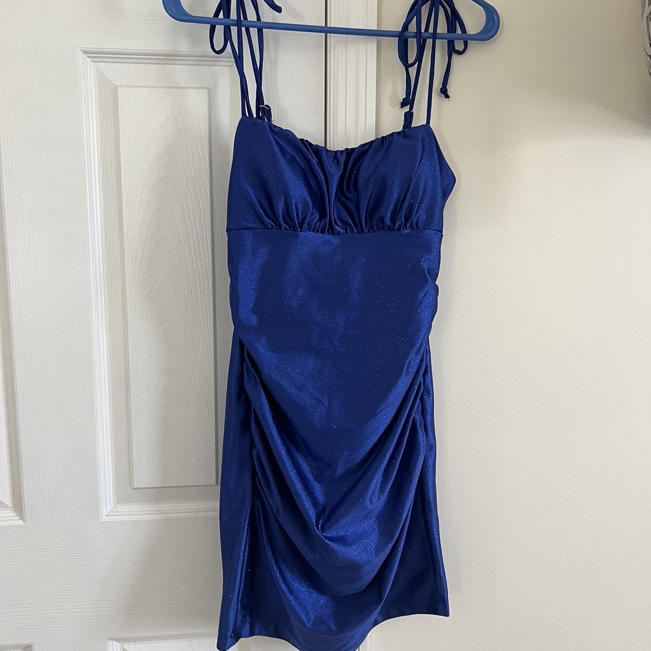 Dillard's Women's Blue and Navy Dress Depop